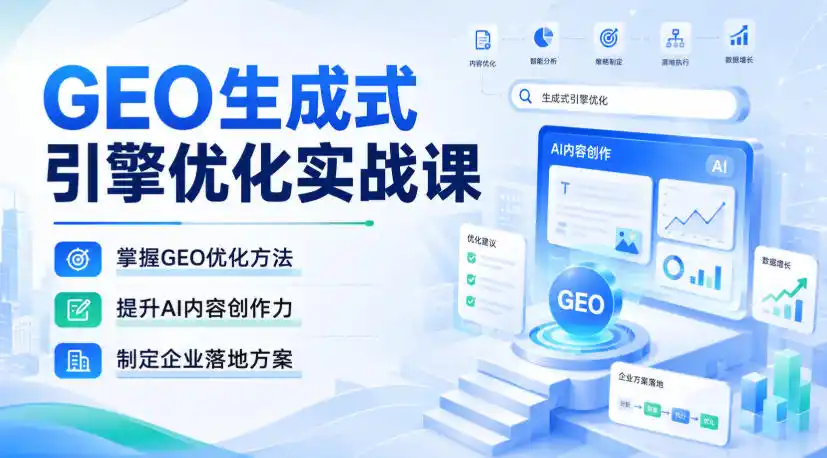 GEO生成式引擎优化实战课，掌握GEO优化方法，提升AI内容创作力，制定企业落地方案-资源分享