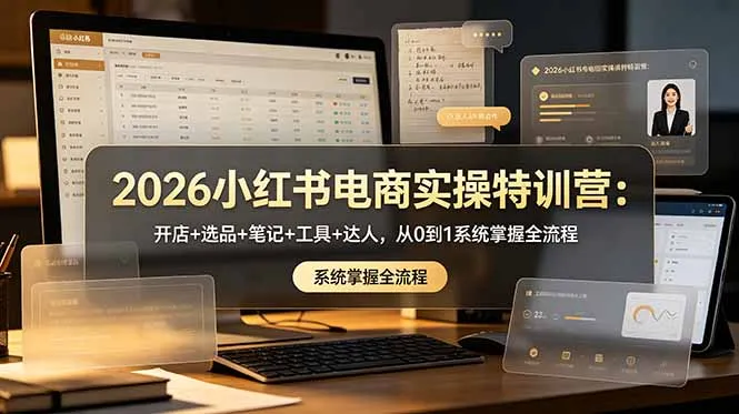 2026小红书电商实操特训营：开店+选品+笔记+工具+达人，从0到1系统掌握全流程-资源分享