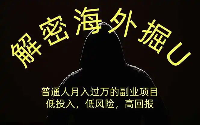 解密海外掘U，普通人月入过万的副业项目，低投入、低风险高回报，没有之一-资源分享