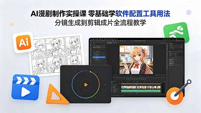 AI漫剧制作实操课 零基础学软件配置工具用法 分镜生成到剪辑成片全流程教学-资源分享