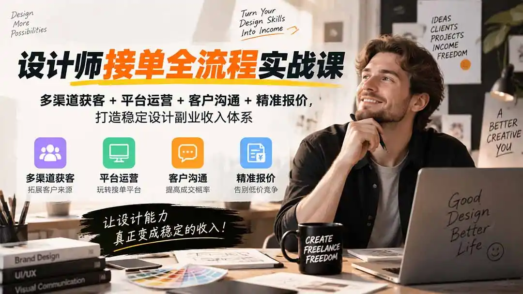 设计师接单全流程实战课-无水印｜多渠道获客+平台运营+客户沟通+精准报价，打造稳定设计副业收入体系-资源分享