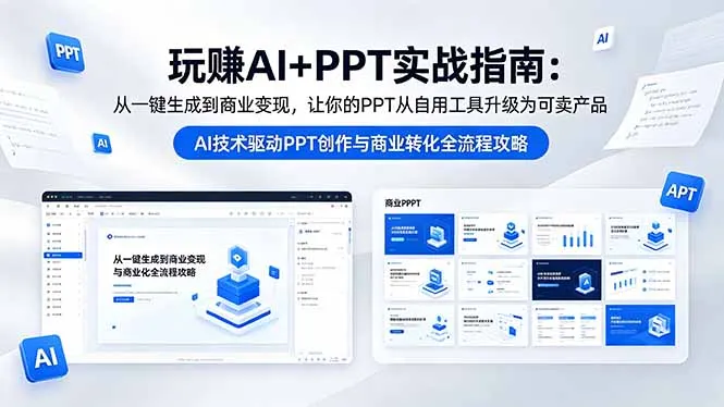 玩赚AI+PPT实战指南-更新5月13：从一键生成到商业变现，让你的PPT从自用工具升级为可卖产品-资源分享