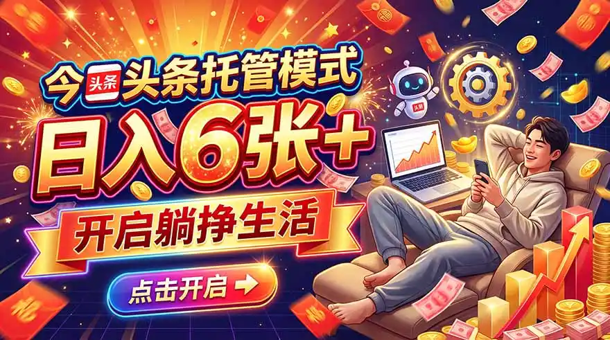 今日头条AI托管模式，每天5分钟，最高月入5000+，操作超简单，零门槛-资源分享