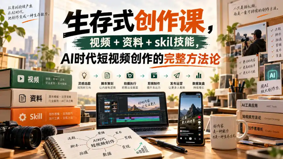生存式创作课，视频+资料+skil技能，ai时代短视频创作的完整方法论-资源分享