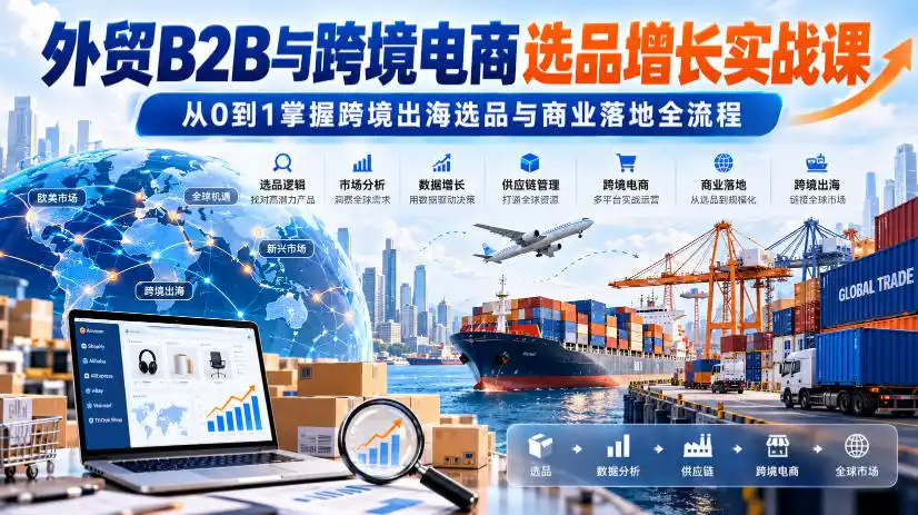 外贸B2B与跨境电商选品增长实战课，从0到1掌握跨境出海选品与商业落地全流程-资源分享