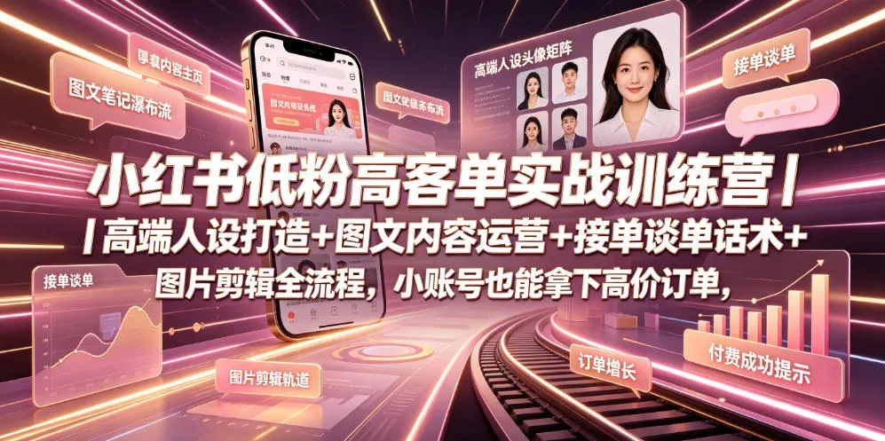 小红书低粉高客单实战训练营：小账号拿下高价订单 | 轻创方舟-资源分享