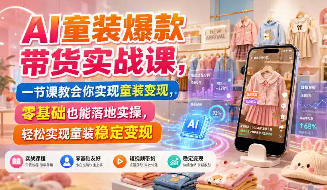 AI童装爆款带货实战课，一节课教会你实现童装变现，零基础也能落地实操-资源分享