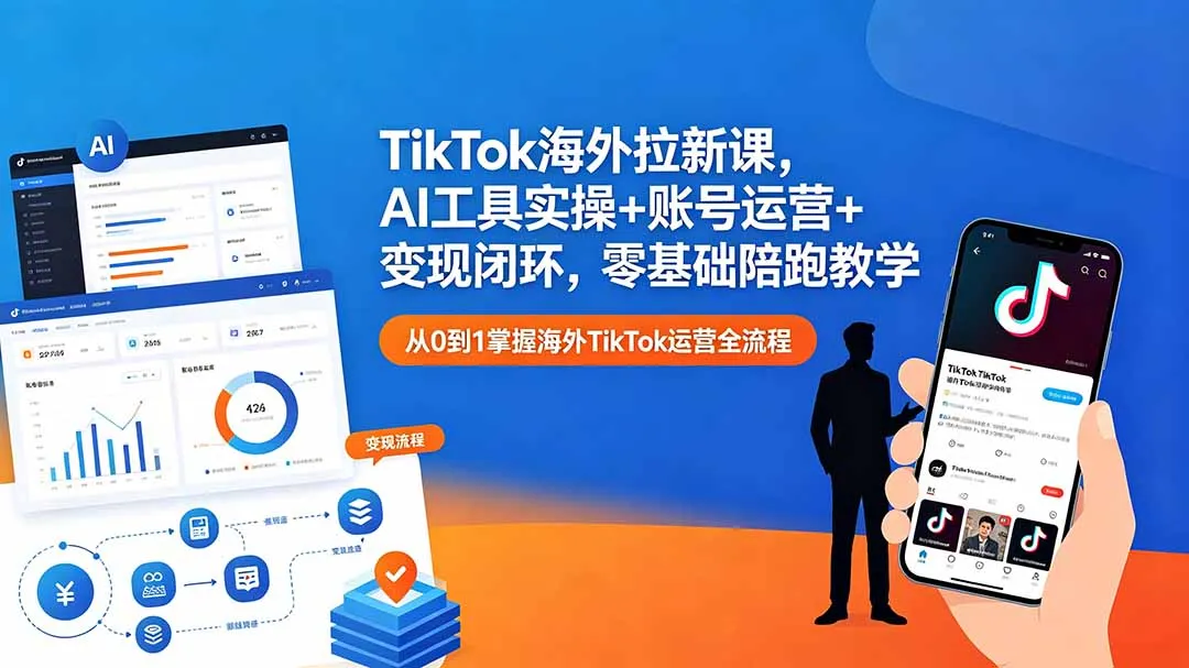 TikTok海外拉新课，AI工具实操+账号运营+变现闭环，零基础陪跑教学-资源分享
