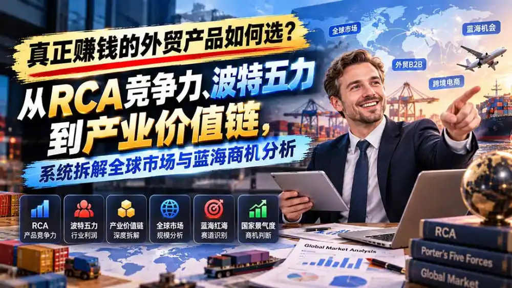 真正赚钱的外贸B2B产品如何选？从RCA竞争力、波特五力到产业价值链，系统拆解全球市场与蓝海商机分析-资源分享