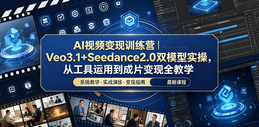 AI视频变现训练营｜Veo3.1+Seedance2.0双模型实操，从工具运用到成片变现全教学-资源分享