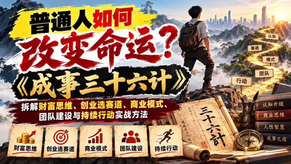 普通人如何改变命运？《成事三十六计》拆解财富思维、创业选赛道、商业模式、团队建设与持续行动实战方法-资源分享