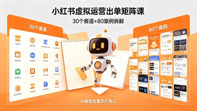 小红书虚拟运营矩阵课：AI赋能批量出单 | 轻创方舟-资源分享
