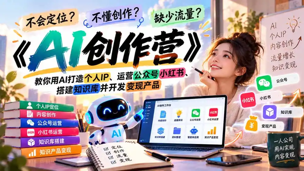 不会定位、不懂创作、缺少流量？《AI创作营》教你用AI打造个人IP、运营公众号小红书、搭建知识库并开发变现产品-资源分享