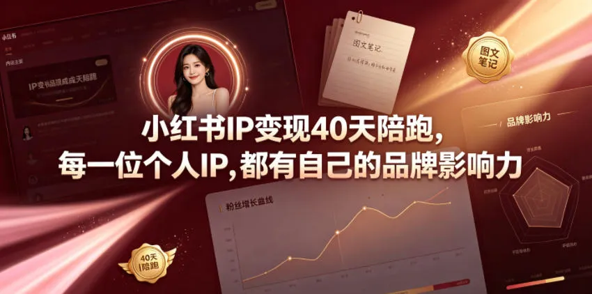小红书IP变现40天陪跑，每一位个人IP，都有自己的品牌影响力-资源分享