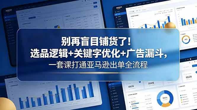 别再盲目铺货了！选品逻辑+关键字优化+广告漏斗，一套课打通亚马逊出单全流程-资源分享