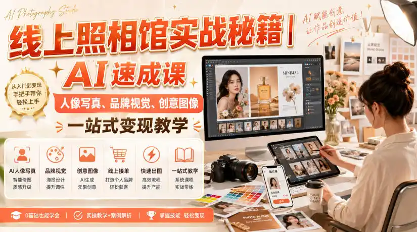 线上照相馆实战秘籍｜AI速成课，人像写真、品牌视觉、创意图像一站式变现教学-资源分享