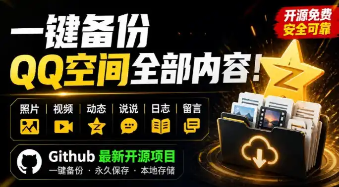 一键将你QQ空间全部内容备份下来！照片/视频/动态信息全存本地，Github最新开源项目QzoneArchive-资源分享