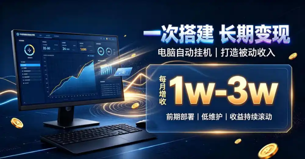 一份投入长期收益，电脑自动挂G类目，搭建被动收入每月增收1w-3w【揭秘】-资源分享