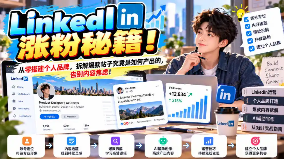 LinkedIn涨粉秘籍！从零搭建个人品牌，拆解爆款帖子究竟是如何产出的，告别内容焦虑！【原创双语字幕】-资源分享