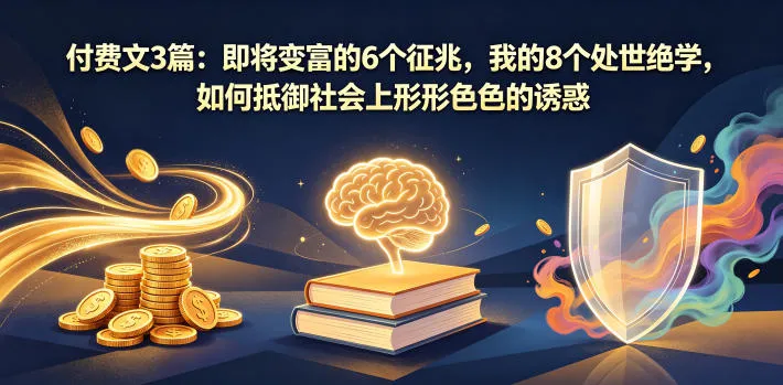 付费文3篇：即将变富的6个征兆，我的8个处世绝学，如何抵御社会上形形色色的诱惑-资源分享