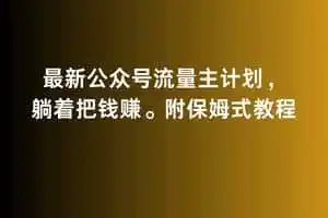 2月最新公众号流量主计划，躺着把钱赚，附保姆式教程【揭秘】-资源分享