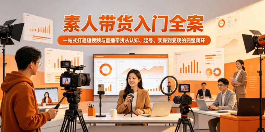 素人带货入门全案，一站式打通短视频与直播带货从认知、起号、实操到变现的完整闭环-资源分享