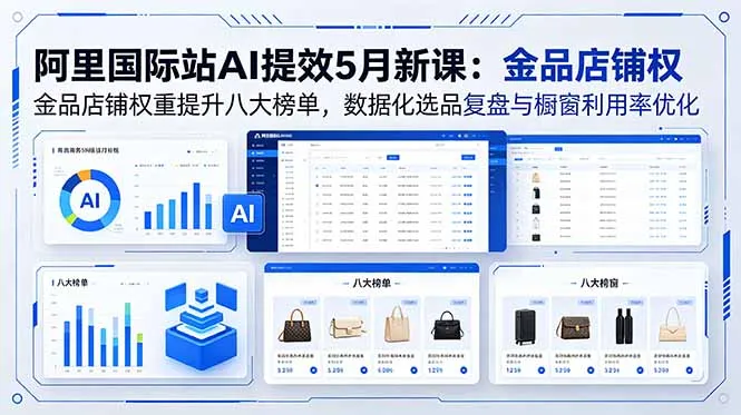 阿里国际站AI提效5月新课：金品店铺权重提升八大榜单，数据化选品复盘与橱窗利用率优化-资源分享
