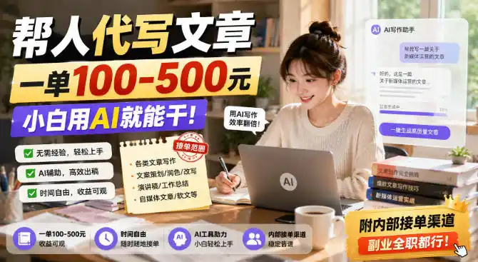 帮人代写文章，一单100-500，小白用AI就能干，附内部接单渠道，副业全职都行【揭秘】-资源分享