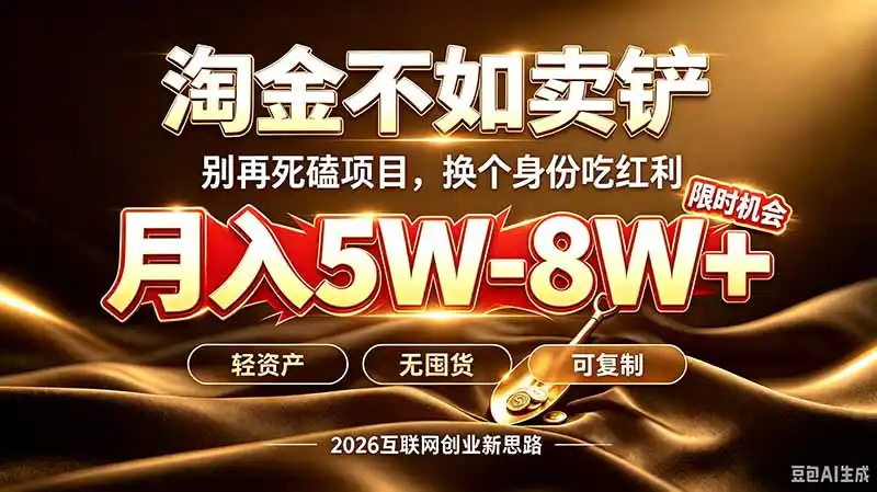 别再傻乎乎埋头跑项目！互联网真正赚钱逻辑：做卖铲人，拒绝当韭菜，逆风翻盘月入5-8W+-资源分享