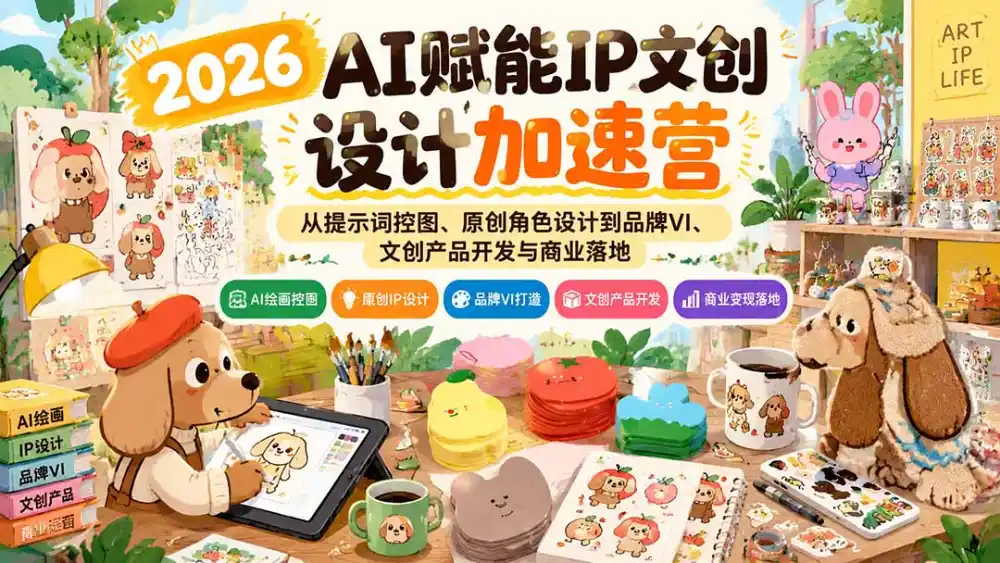 2026AI赋能IP文创设计加速营：从提示词控图、原创角色设计到品牌VI、文创产品开发与商业落地-资源分享