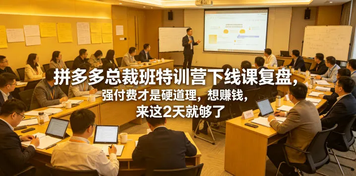 拼多多总裁班特训营下线课复盘，强付费才是硬道理，想賺钱，来这2天就够了-资源分享