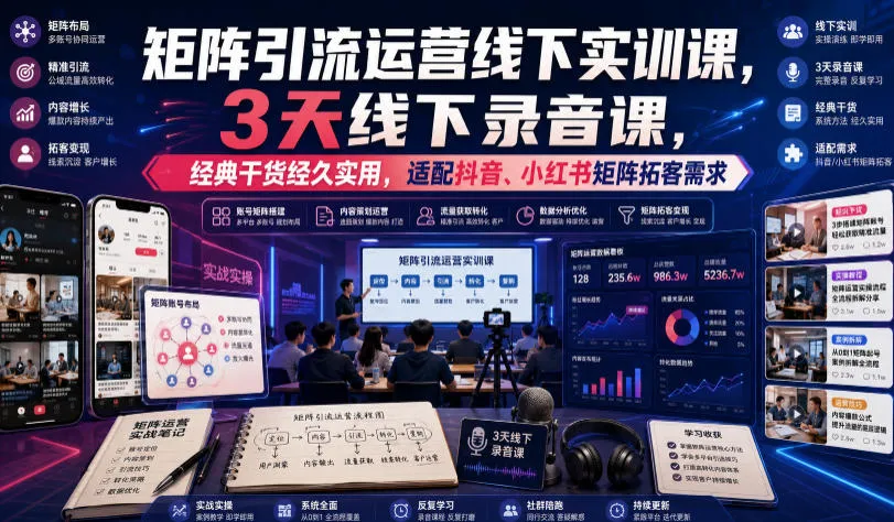 嗨推矩阵引流运营线下实训课 - 抖音小红书矩阵拓客轻创方舟-资源分享