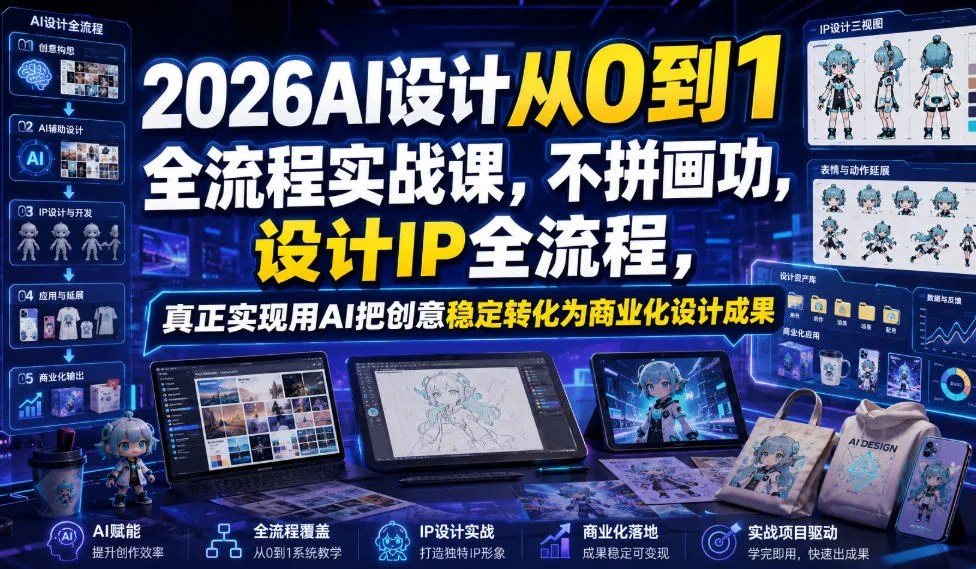 2026AI设计从0到1全流程实战课，不拼画功，设计IP全流程，真正实现用AI把创意稳定转化为商业化设计成果-资源分享