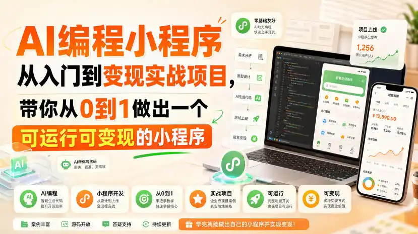 AI编程小程序从入门到变现实战项目，带你从0到1做出一个可运行可变现的小程序-资源分享