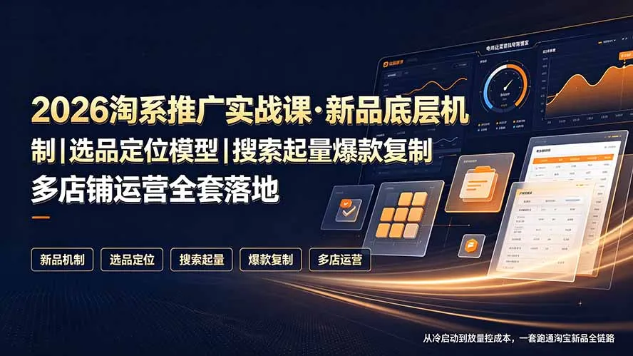 2026淘系推广实战课·新品底层机制｜选品定位模型｜搜索起量爆款复制多店铺运营全套落地教程-资源分享