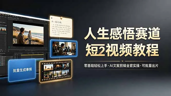 人生感悟赛道短视频教程，零基础轻松上手，AI文案剪辑全套实操可批量出片-资源分享