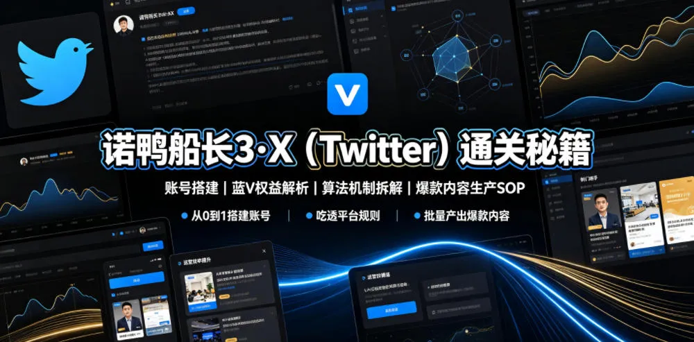 诺鸭船长3·X(Twitter)通关秘籍，涵盖账号搭建、蓝V权益解析、算法机制拆解及爆款内容生产SOP-资源分享