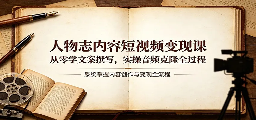 人物志内容短视频变现课：从零学文案撰写，实操音频克隆全过程-资源分享
