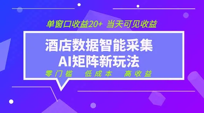 酒店数据采集AI矩阵:2026新风口 低成本高收益 轻创方舟-资源分享