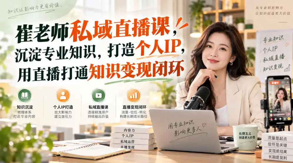崔老师私域直播课，沉淀专业知识，打造个人IP，用直播打通知识变现闭环-资源分享