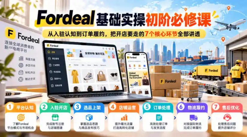 Fordeal基础实操初阶必修课，从入驻认知到订单履约，把开店要走的7个核心环节全部讲透-资源分享