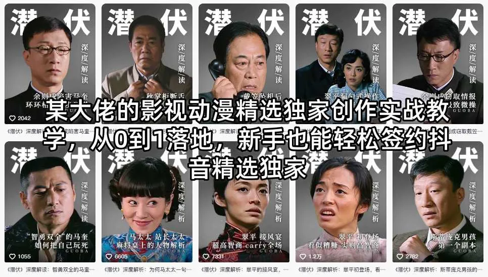 某大佬的影视动漫精选独家创作实战教学，从0到1落地，新手也能轻松签约抖音精选独家-资源分享