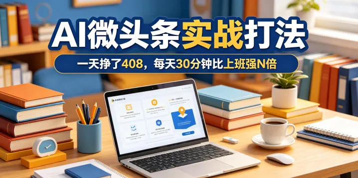 一天挣了408，AI微头条实战打法，每天30分钟比上班强N倍-资源分享