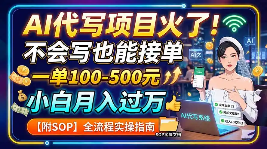 AI代写项目火了！不会写也能接单，一单100-500元，小白月入过万【附SOP】-资源分享