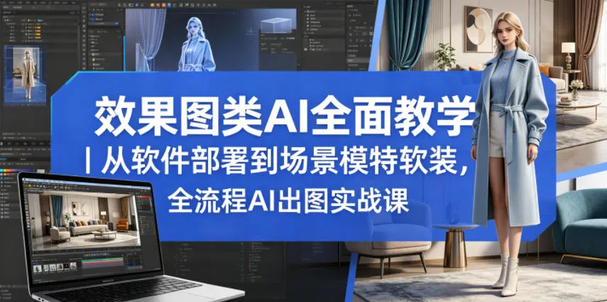 效果图类AI全面教学｜从软件部署到场景模特软装，全流程AI出图实战课-资源分享