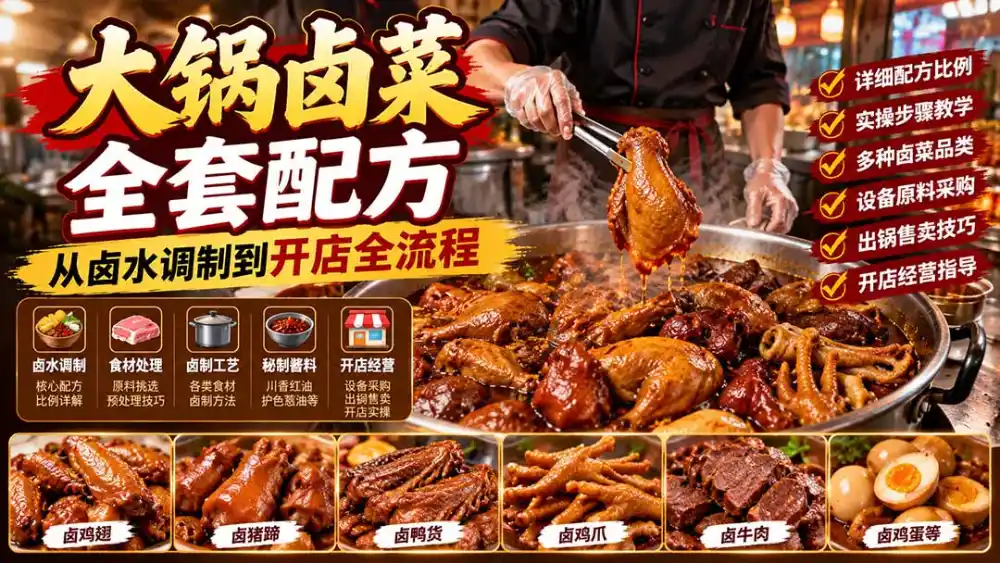 大锅卤菜全套配方，从卤水调制到开店全流程，感觉学会了去摆摊也不错-资源分享