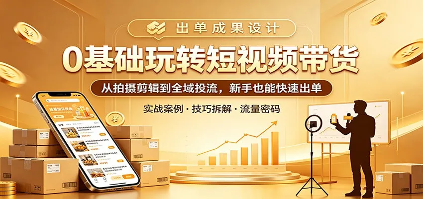 短视频带货课程：新手从拍摄到投流快速出单 - 轻创方舟-资源分享