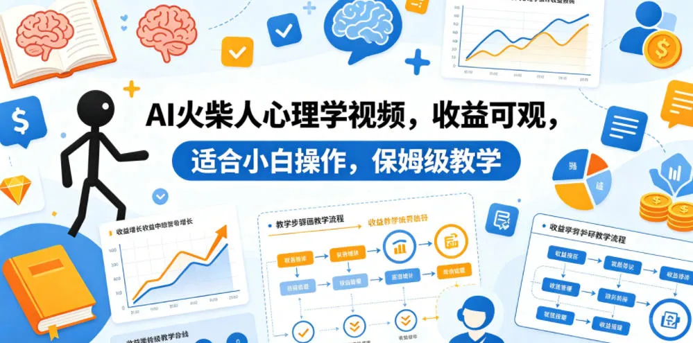 AI火柴人心理学视频，收益可观，适合小白操作，保姆级教学-资源分享