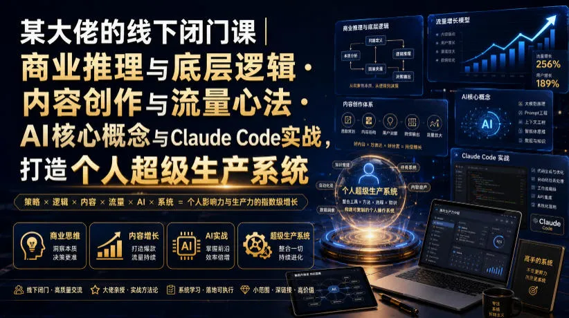 某大佬的线下闭门课｜商业推理与底层逻辑・内容创作与流量心法・AI核心概念与Claude Code实战，打造个人超级生产系统【录音+图片】-资源分享