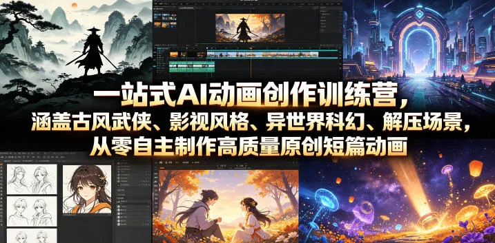 一站式AI动画创作训练营，涵盖古风武侠、影视风格、异世界科幻、解压场景，从零自主制作高质量原创短篇动画(更新)-资源分享